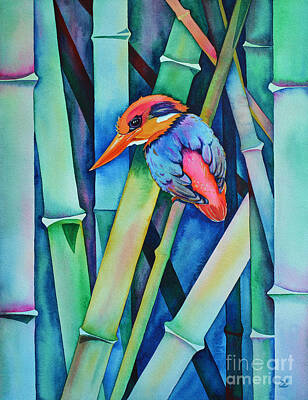 Staff Picks Rosemary Obrien - Black-backed Kingfisher on Bamboo by Zaira Dzhaubaeva