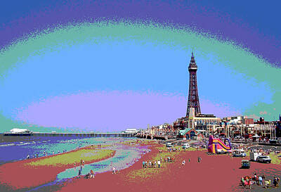 Af One - Blackpool Beach and Tower Posterized by Maria Keady