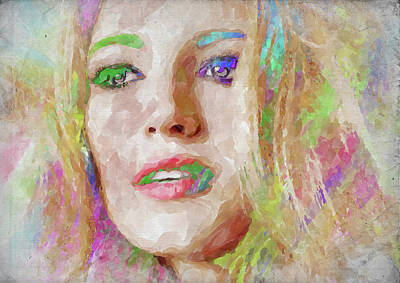 Maps Rights Managed Images - Blake Lively Watercolor Royalty-Free Image by Ricky Barnard