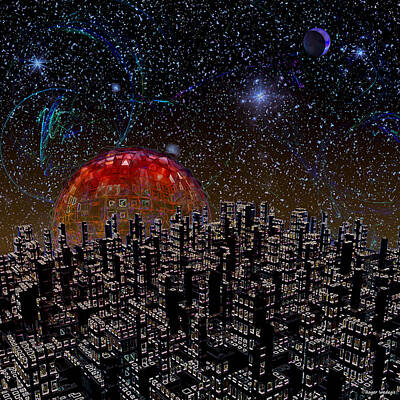 Science Fiction Digital Art - Blood Moon Rising by Roger Wedegis
