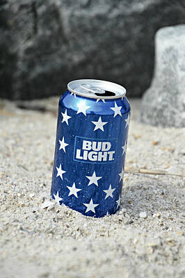 Food And Beverage Mixed Media Rights Managed Images - Blue Bud Light Royalty-Free Image by Trish Tritz