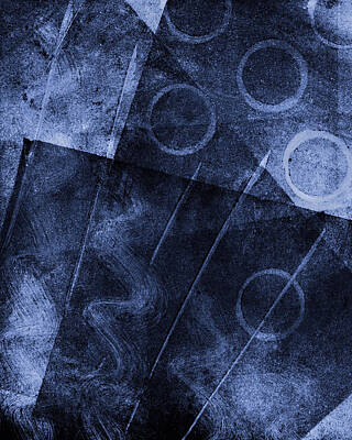 Modern Man Surf - Blue Denim Abstract Monoprint by Sheryl Karas