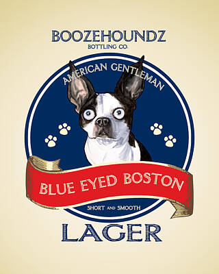 Cities Drawings - Blue Eyed Boston Lager by John LaFree