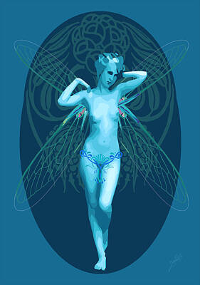 Nudes Digital Art - Blue Fairy  by Quim Abella