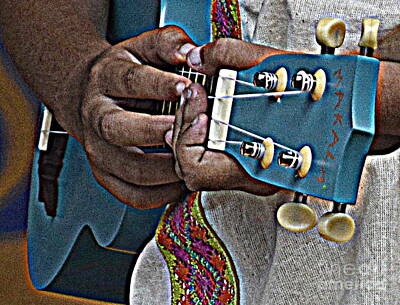 Fashion Paintings Rights Managed Images - Blue Guitar Royalty-Free Image by Anita Goel