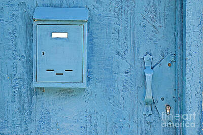 Comics Photos - Blue mail box and door by Ofer Zilberstein