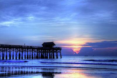 Royalty-Free and Rights-Managed Images - Blue Morning Over Cocoa Beach Pier by Carol Montoya