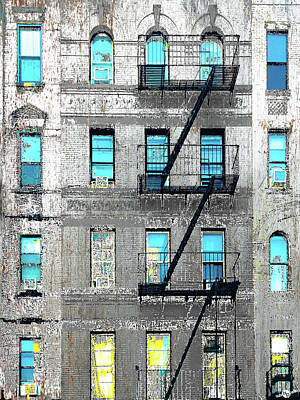 City Scenes Mixed Media - Blue Neighbors by Tony Rubino