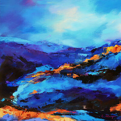 Abstract Landscape Paintings - Blue shades by Elise Palmigiani