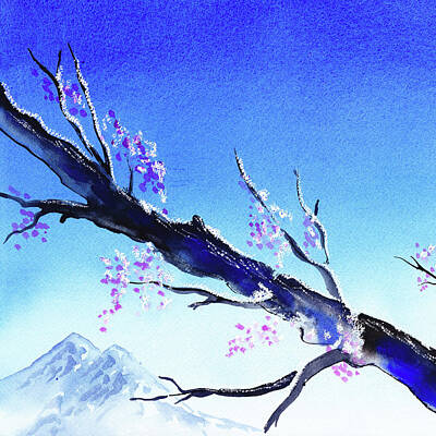 Mountain Paintings - Blue Sky Mountains Spring  by Irina Sztukowski