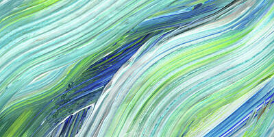 State Word Art - Blue Wave Abstract Art for Interior Decor I by Irina Sztukowski