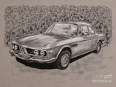 Cities Drawings - Bmw E9 by Robert Yaeger