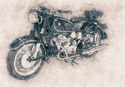 Transportation Mixed Media - BMW R60/2 - 1956 - BMW Motorcycles - Vintage Motorcycle Poster - Automotive Art by Studio Grafiikka