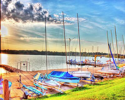 Abtracts Laura Leinsvencner - Boats at Lake Decatur by Ann Higgens