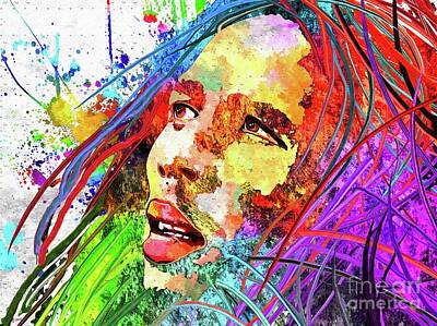 Portraits Mixed Media - Bob Marley Colorful Grunge by Daniel Janda