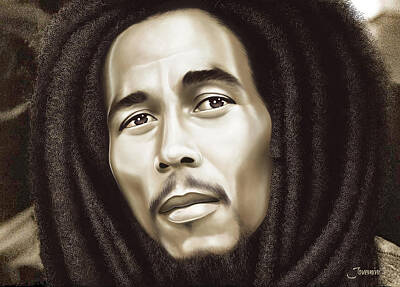 Typographic World Rights Managed Images - Bob Marley Drawing Royalty-Free Image by Jovemini J