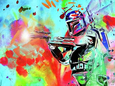 Recently Sold - Science Fiction Mixed Media - Boba Fett Star Wars Art by Daniel Janda