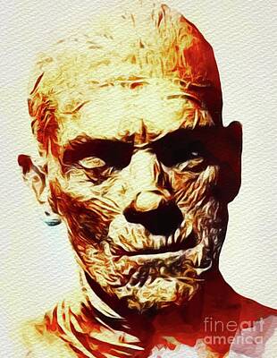 Recently Sold - Actors Paintings - Boris Karloff as The Mummy by Esoterica Art Agency