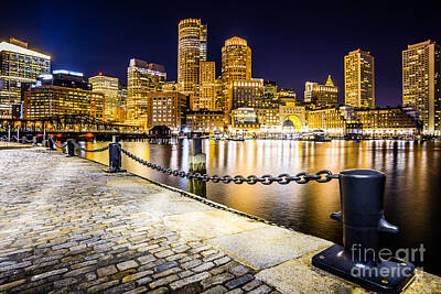 Modigliani - Boston Harbor Skyline at Night Picture by Paul Velgos