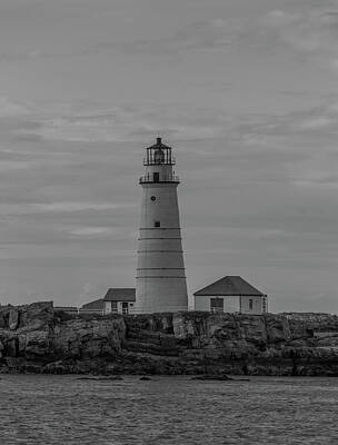 Granger Rights Managed Images - Boston Light In Black And White Royalty-Free Image by Brian MacLean