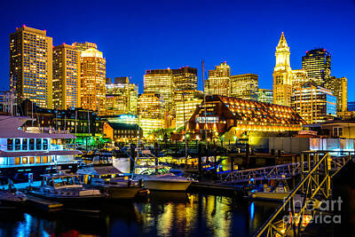 Abstract Graphics Rights Managed Images - Boston Skyline at Night Royalty-Free Image by Paul Velgos