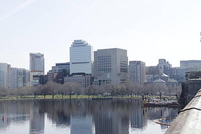 Skylines Rights Managed Images - Boston Skyline and Reflection Royalty-Free Image by Valerie Collins
