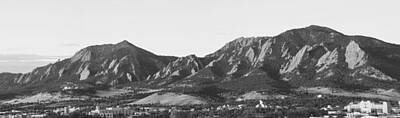 James Bo Insogna Royalty Free Images - Boulder Colorado Flatirons and CU Campus Panorama BW Royalty-Free Image by James BO Insogna