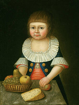Landmarks Royalty Free Images - Boy With A Basket Of Fruit Royalty-Free Image by American 18th Century