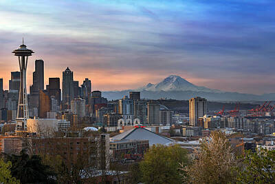 Wine Down Rights Managed Images - Breaking Dawn in Seattle Royalty-Free Image by David Gn