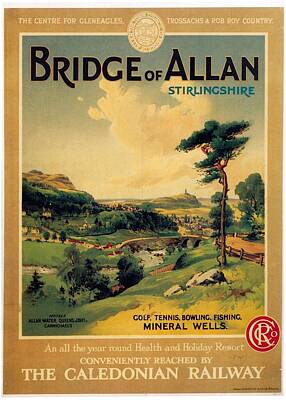 Royalty-Free and Rights-Managed Images - Bridge of Allan, Stirlingshire - The Caledonian Railway - Retro travel Poster - Vintage Poster by Studio Grafiikka