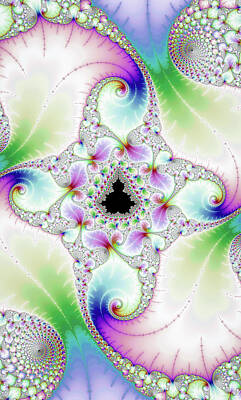 Florals Digital Art - Bright floral fractal paradise pastel colors by Matthias Hauser
