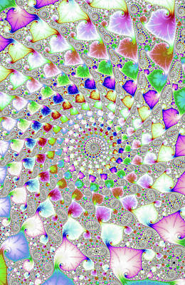Florals Digital Art - Bright pastel fractal floral spiral by Matthias Hauser
