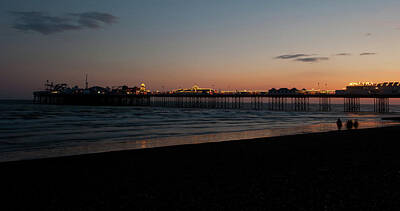 Laundry Room Signs - Brighton Pier at Sunset iii by Helen Jackson