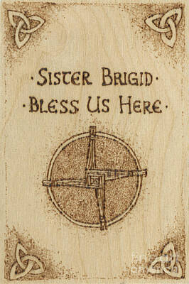 Aretha Franklin - Brigids Cross Blessing Woodburned Plaque by Brandy Woods