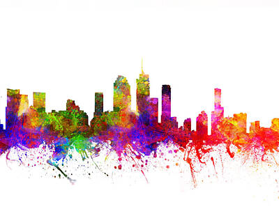 Skylines Drawings - Brisbane Australia Cityscape 02 by Aged Pixel