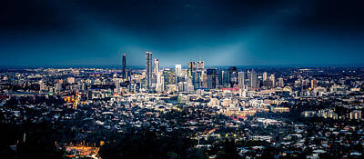 City Scenes Royalty-Free and Rights-Managed Images - Brisbane Cityscape from Mount Cootha #6 by Stanislav Kaplunov