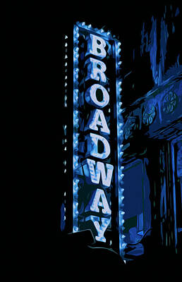 City Scenes Paintings - Broadway at Night by AM FineArtPrints