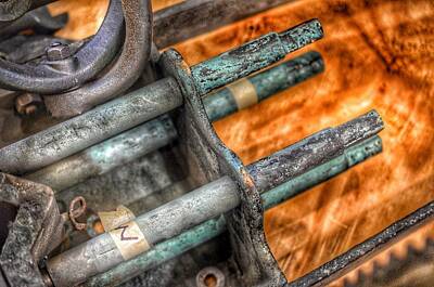 Steampunk Photos - Bromo Seltzer Towers 1911 Seth Thomas Clock Mechanism Abstract #14 by Marianna Mills