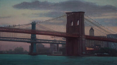 All Black On Trend - Brooklyn Bridge Sunset by Walter Lynn Mosley