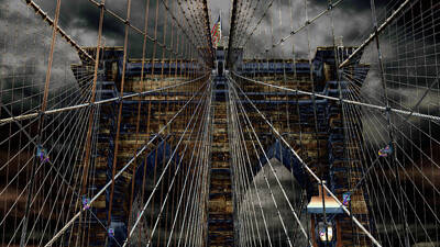 Surrealism Photos - Brooklyn Bridge - Surreal by Stephen Stookey