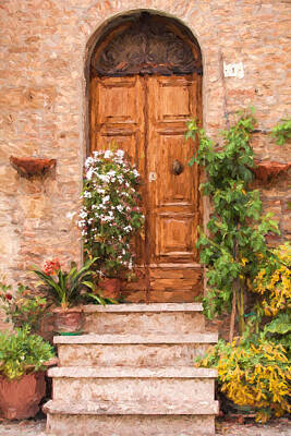 Wine Paintings - Brown Door of Tuscany by David Letts