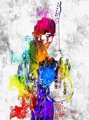 Musician Mixed Media Rights Managed Images - Bruce Springsteen Royalty-Free Image by Daniel Janda