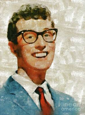 Musicians Paintings - Buddy Holly by Mary Bassett by Esoterica Art Agency