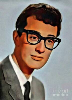 Jazz Royalty-Free and Rights-Managed Images - Buddy Holly, Music Legend. Digital Art by MB by Esoterica Art Agency