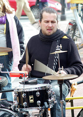 Celebrities Royalty Free Images - Busking Drummer Royalty-Free Image by John Hughes