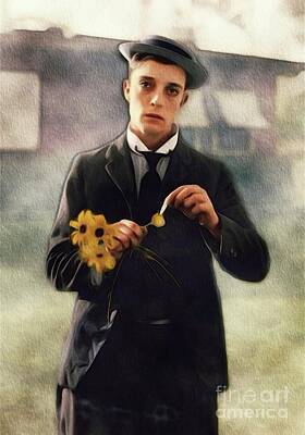 Musicians Painting Rights Managed Images - Buster Keaton, Comedian Royalty-Free Image by Esoterica Art Agency