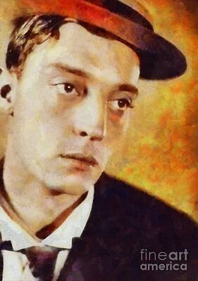 Actors Paintings - Buster Keaton, Vintage Hollywood Actor by Esoterica Art Agency