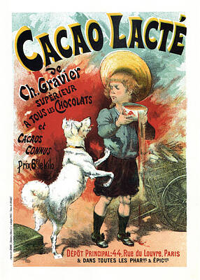 Food And Beverage Mixed Media - Cacao Lacte - French Chocolate - Vintage Advertising Poster by Studio Grafiikka
