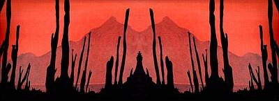 Mountain Drawings - Cactus Drawing Mirror Frieze by Julia Woodman
