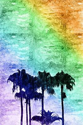 Popstar And Musician Paintings Royalty Free Images - California Palms Impasto Royalty-Free Image by Celestial Images